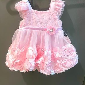 Pink Baby Girl Flower Dress - size 0-3 Month